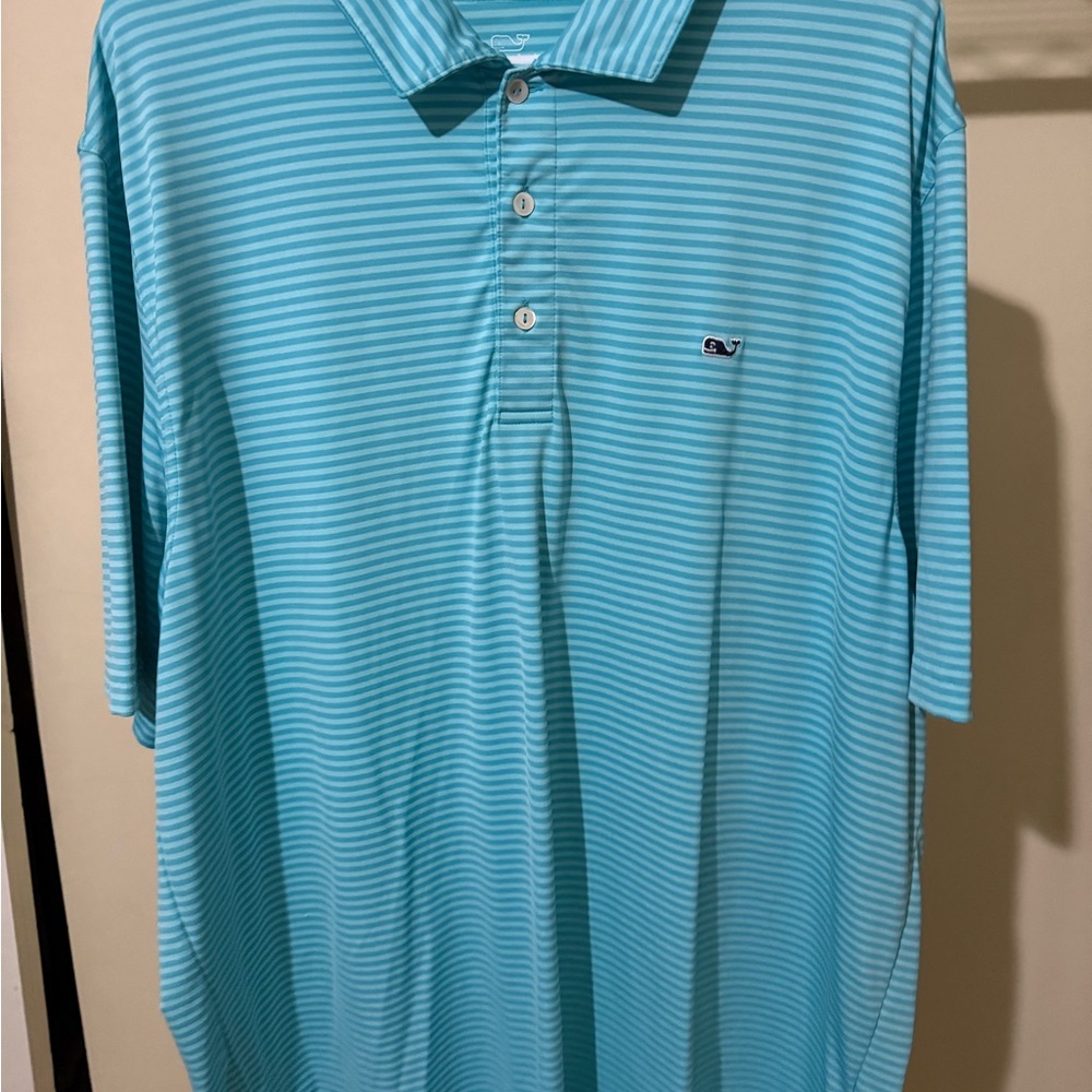 Vineyard Vines Men's Aqua Striped Polo